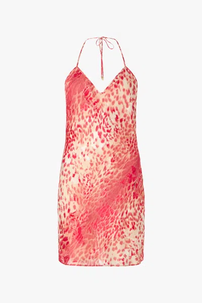 Roberto Cavalli Mini Dress With Jaguar Skin Print In Red