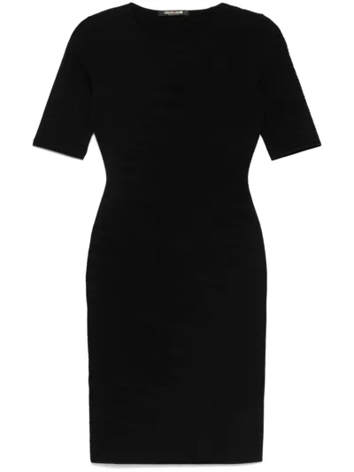 Roberto Cavalli Openwork-areas Mini Dress In Black