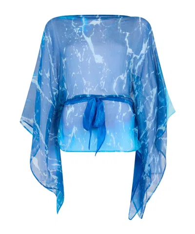 Roberto Cavalli Printed Blouse In Deep Blue