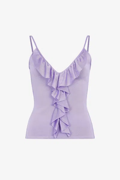 Roberto Cavalli Ruffle-detailed Vest Top In Purple
