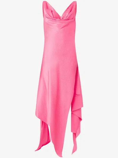 Roberto Cavalli Silk Midi Dress In Pink