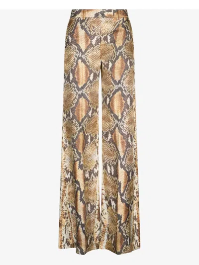 Roberto Cavalli Snakeskin-print Trousers In Brown