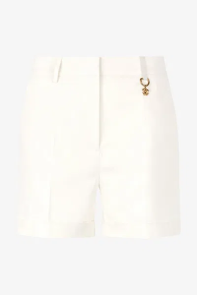 Roberto Cavalli Solid-color Python-print Shorts In Ivory