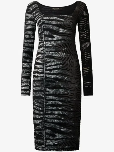 Roberto Cavalli Zebra-print Mini Dress In Nero/bianco
