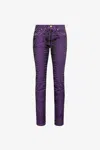 Roberto Cavalli Zebra-print Slim-fit Jeans In Purple