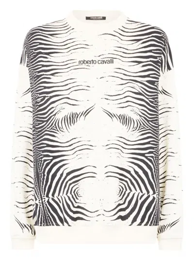 Roberto Cavalli Sweatshirt Mit Zebra-print In Black/white