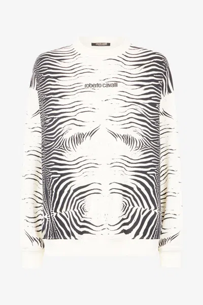 ROBERTO CAVALLI SWEATSHIRT MIT PRINT ZEBRA UND LOGO