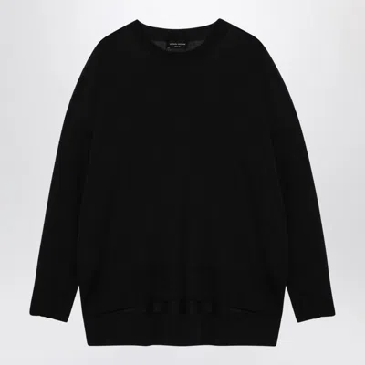 ROBERTO COLLINA BLACK WOOL CREW-NECK SWEATER