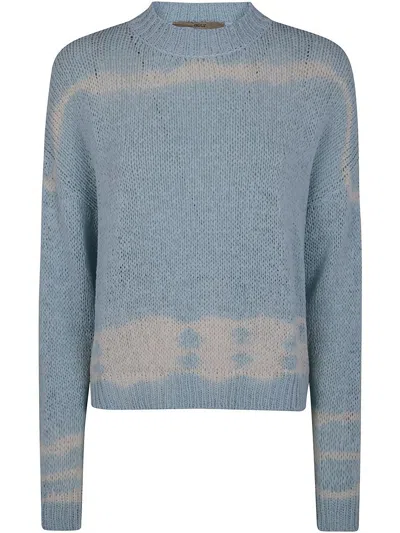 Roberto Collina Long Sleeves Round Neck Batik In Blue