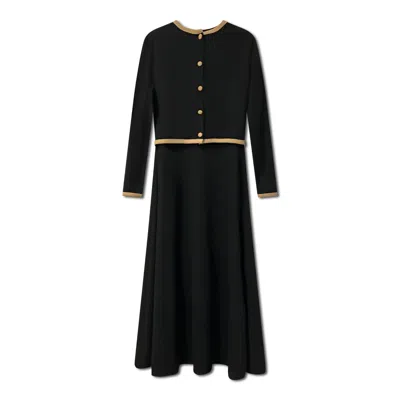 Roch Perel Women's Black / Neutrals / Brown Black Contrast Ribbed Cardi-dress In Black/brown