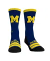 ROCK 'EM ROCK EM' MEN'S AND WOMEN'S MICHIGAN WOLVERINES GAMETIME STRIPE CREW SOCKS