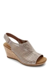 Rockport Briah Womens Suede Perforated Wedge Sandals In Taupe