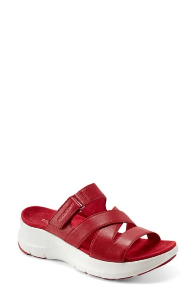 Rockport Qwyn Wedge Sandal In Red Leather