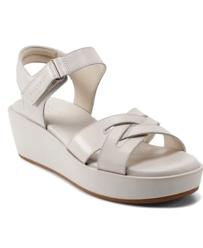 Rockport Women's Amira Strappy Open Toe Casual Wedge Sandals In Ivory Leather