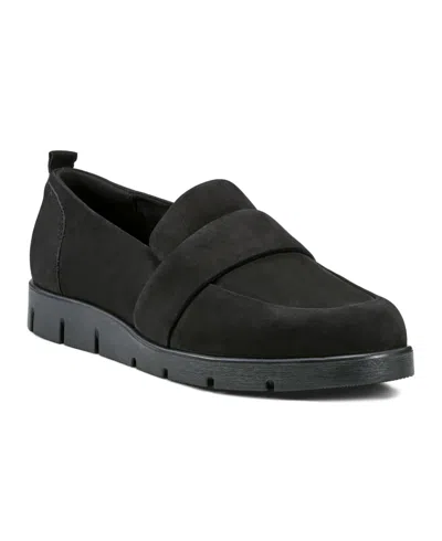 Rockport Women's Ramone Casual Slip-on Almond Toe Shoes In Black Nubuck