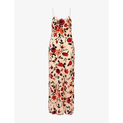 Rodarte Womens Beige Rose Slip Devoré Maxi Dress