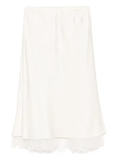Rohe Lace-trimmed Silk Skirt In Off-white