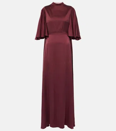 Roksanda Kalydria Caped Silk Gown In Burgund