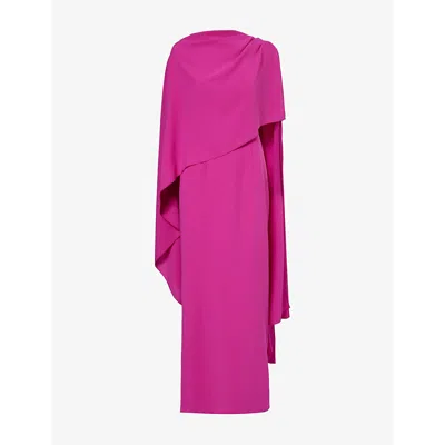 Roksanda Womens Fuchsia Demetria Cape Crepe Maxi Dress