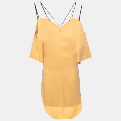 Pre-owned Roland Mouret Orange Peach Tie Up Waist Short Dress M