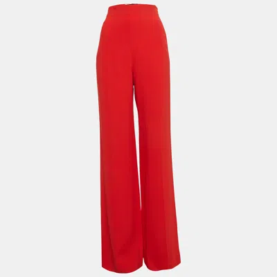 Pre-owned Roland Mouret Red Crepe Wide Leg High Rise Trousers M