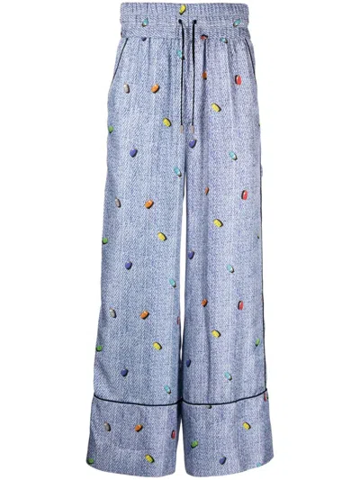 Romeo Hunte Quarter Water Silk Pajama Pant In Blue