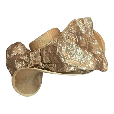 Romer Millinery Women's Neutrals Fine Straw Race Hat With Metallic Silk Oversized Bow