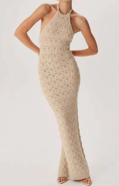 Ronny Kobo Kaiden Halter Knit Maxi Dress In Ecru