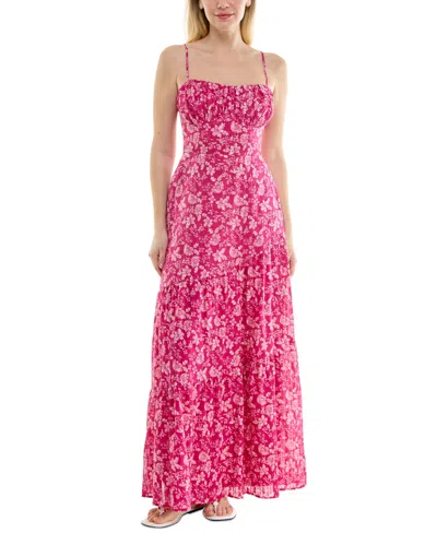 Row A Juniors' Sleeveless Cutout-back Maxi Dress, Created For Macy's In Bright Pink