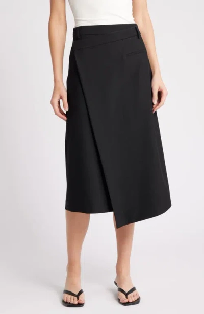 Rue Sophie Belmont Asymmetric Midi Skirt In Black