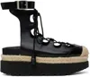 SACAI BLACK GHILLIE HEELED SANDALS