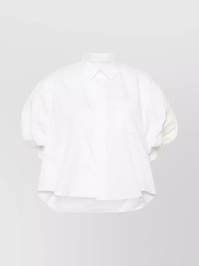 Sacai Cotton And Nylon Shirt With Zip Detail In White