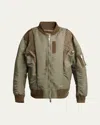 SACAI GROSGRAIN INSERT NYLON BOMBER JACKET