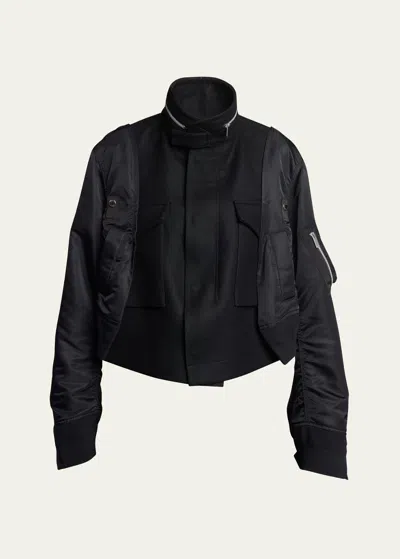 Sacai Hybrid Cargo Pocket Jacket In Black