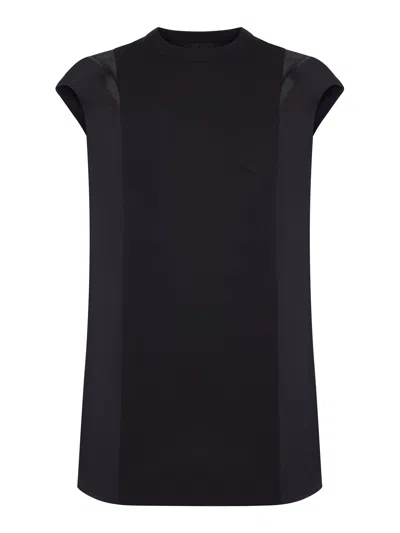 Sacai Jersey Mini Dress With Nylon Inserts In Black