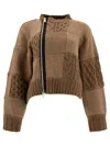 Sacai Patchwork Cardigan Knitwear Beige