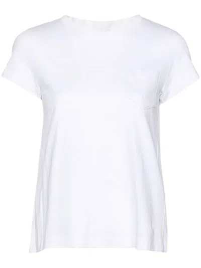 Sacai Pleated Back Cotton T-shirt In White
