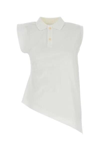 Sacai Polo Shirt Cotton Asymmetric Hem In White