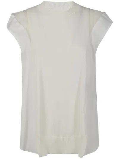 Sacai Poplin X Knit Pullover Clothing In White