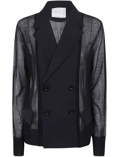 Sacai Suiting X Knit Jacket In Black