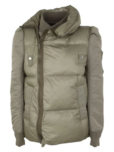 Sacai High-neck Padded Jacket In Green