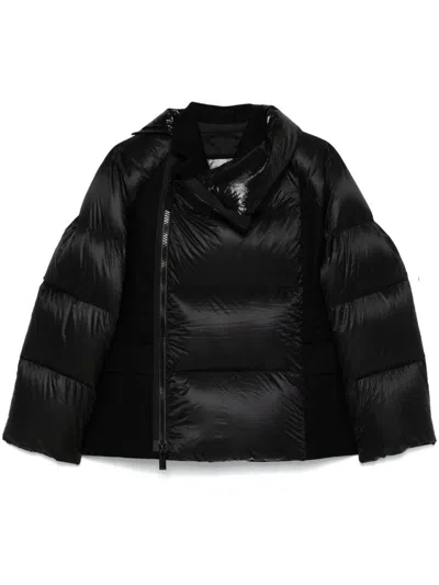 Sacai Wool-panels Puffer Jacket In Black
