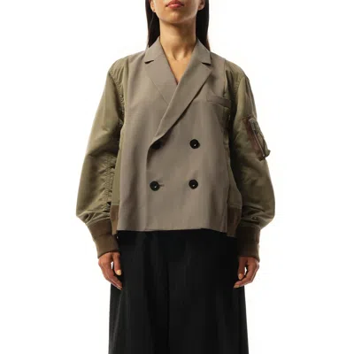 Sacai X Women's Suiting X Nylon Twill Jacket In Taupe