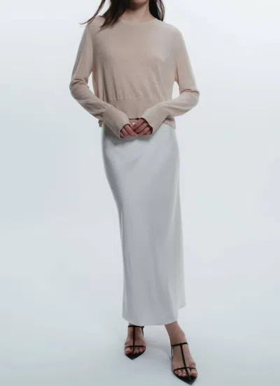 Saint Art Talia Charmeuse Midi Skirt In Ivory