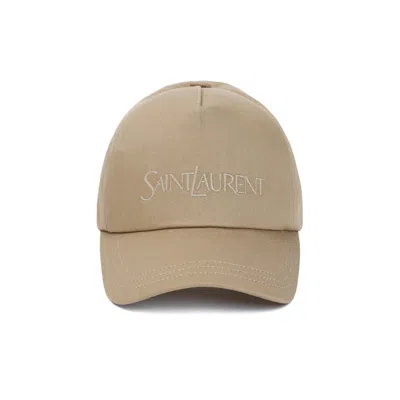 Saint Laurent Cotton And Linen Baseball Cap Men In Multicolor