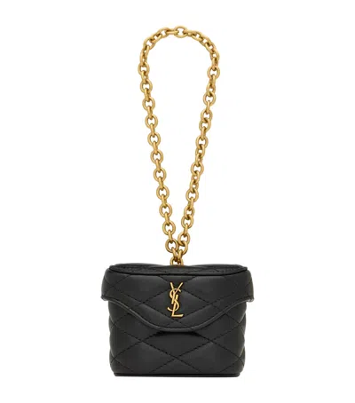 Saint Laurent Leather June Box Bag Charm Keyring In Black