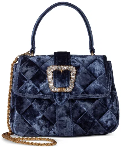 Sam Edelman Brit Top Handle Small Velvet Crossbody In Jewel Blue