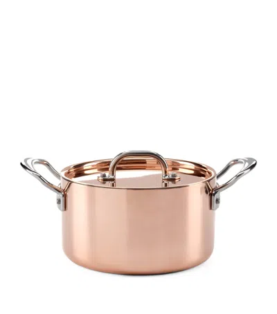 Samuel Groves Copper Clad Casserole Pan With Lid In Brown