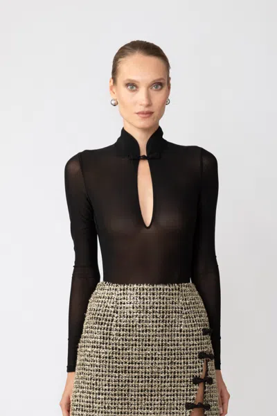 Sau Lee Kiki Mesh Bodysuit In Black