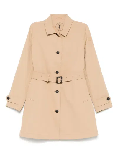 Save The Duck Belted Trench Coat In Beige